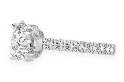 THINN - 2.00CT PEAR SOLITAIRE - SINGLE ROW SCALLOP - DIAMOND ENGAGEMENT RING