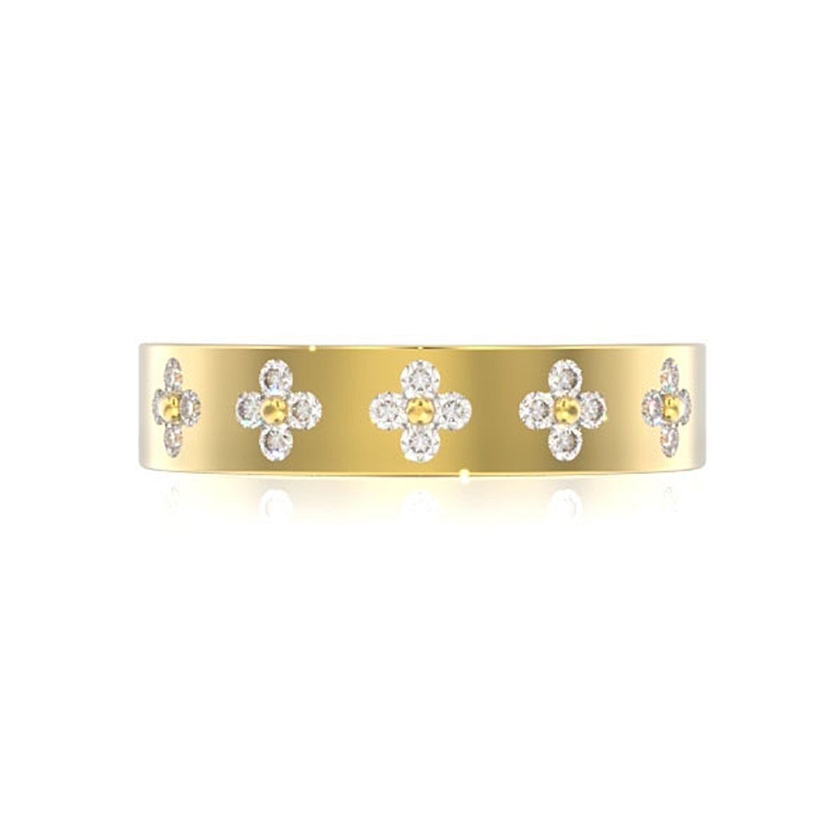 INEL CU TRIFOI CU DIAMANT, AUR MASIV DE 14K, 0.25CT