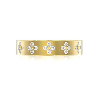 INEL CU TRIFOI CU DIAMANT, AUR MASIV DE 14K, 0.25CT
