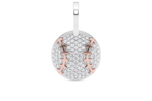 BASEBALL DIAMOND PENDANT 14K SOLID GOLD 0.33CTW
