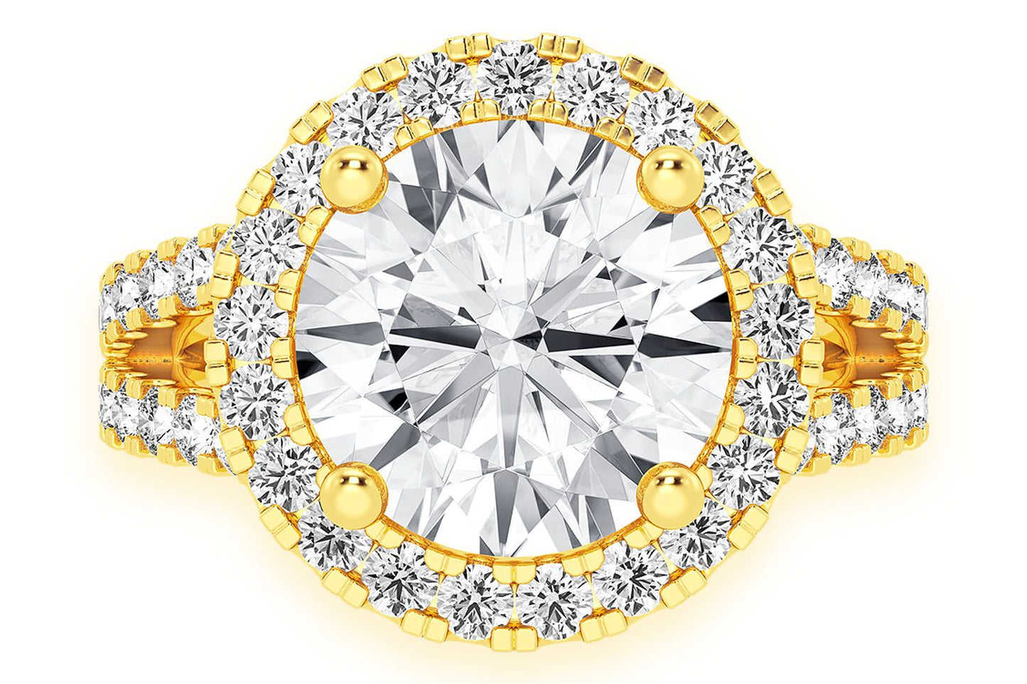 3.00CT ROUND SOLITAIRE - TWO ROW SPLIT - DIAMOND ENGAGEMENT RING
