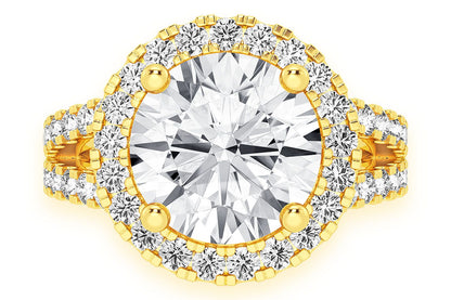 3.00CT ROUND SOLITAIRE - TWO ROW SPLIT - DIAMOND ENGAGEMENT RING