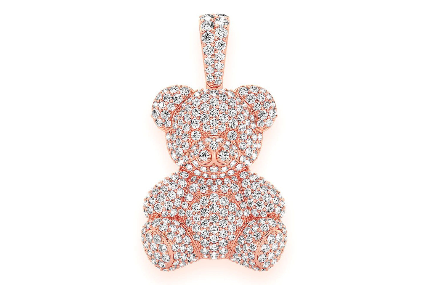 TEDDY BEAR DIAMOND PENDANT 14K SOLID GOLD 2.65CTW