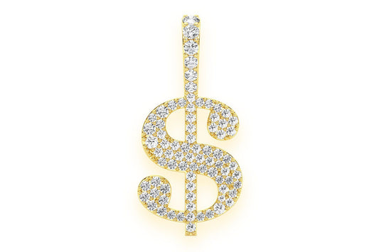 US DOLLAR SIGN DIAMOND PENDANT 14K SOLID GOLD 0.25CTW