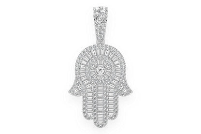 PANDANTIV CU DIAMANT HAMSA, AUR MASIV DE 14K, 2.10CTW