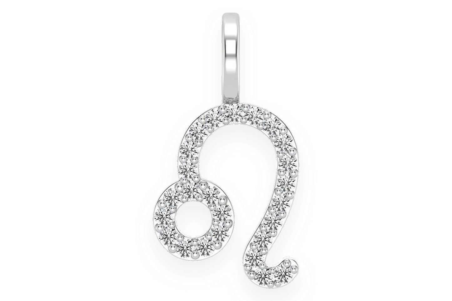 LEO ZODIAC DIAMOND PENDANT 14K SOLID GOLD 0.10CTW