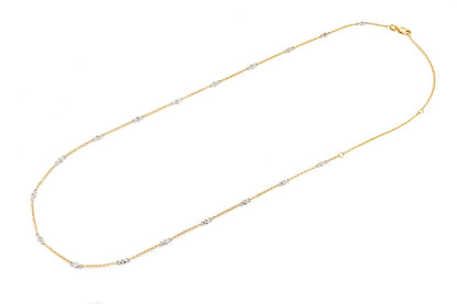 ROUND BEZEL SET DIAMOND NECKLACE CONNECTED 14K SOLID GOLD 0.35CTW