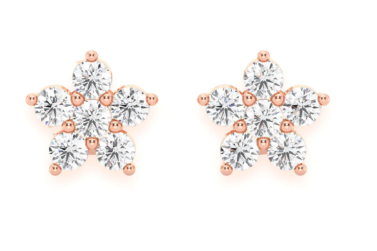 MINI 5 POINT STAR STUD DIAMOND EARRINGS 14K SOLID GOLD 0.10CTW