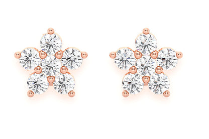 MINI 5 POINT STAR STUD DIAMOND EARRINGS 14K SOLID GOLD 0.10CTW