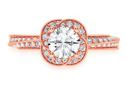 .75CT ROUND SOLITAIRE - FLORAL TWIST HALO - DIAMOND ENGAGEMENT RING