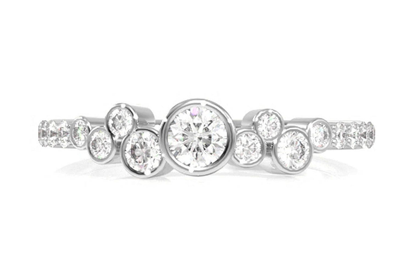 9 STONE GRADUATED BEZEL DIAMOND RING 14K SOLID GOLD 0.50CTW