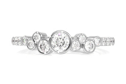 9 STONE GRADUATED BEZEL DIAMOND RING 14K SOLID GOLD 0.50CTW
