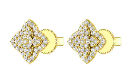 LAYERED 4 POINT STAR DIAMOND STUDS 14K SOLID GOLD 0.45CTW