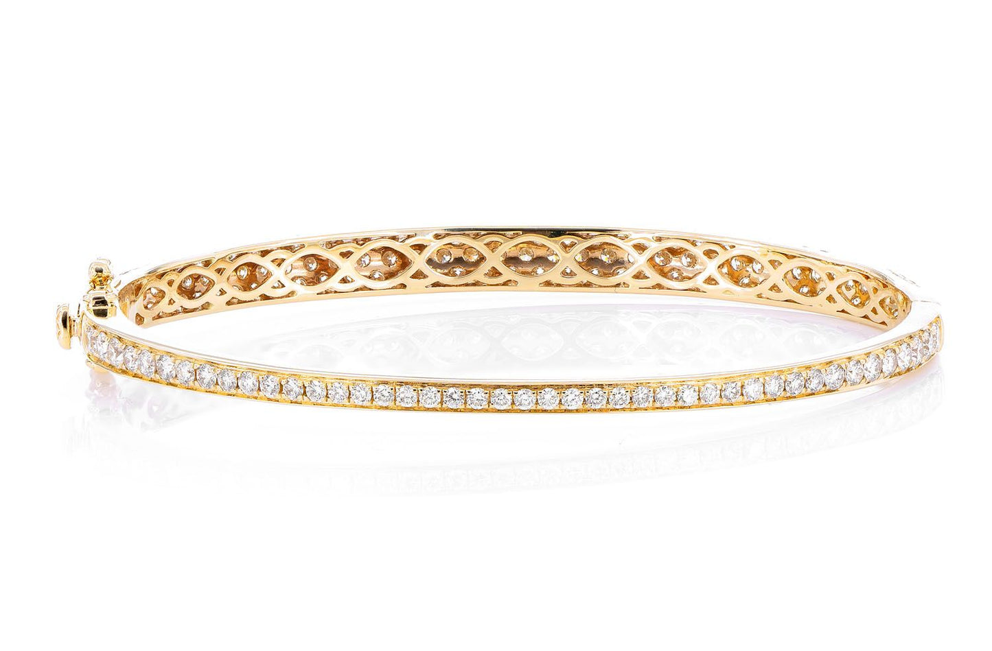 BUBBLY TWO-SIDED DIAMOND BANGLE BRACELET 4.00CTW 14K SOLID GOLD