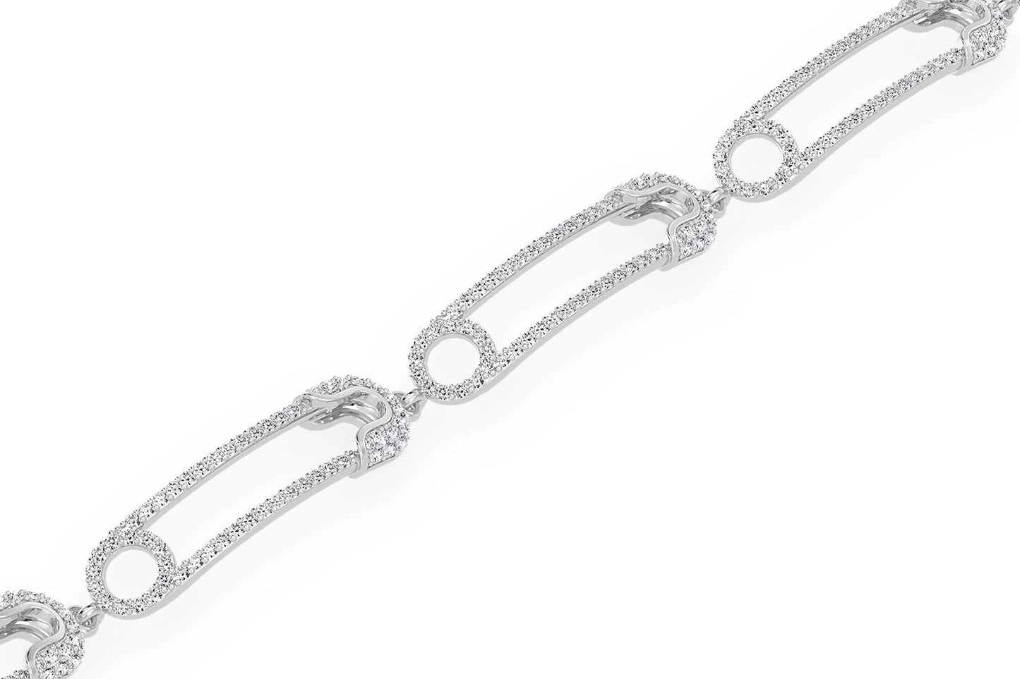 PAPERCLIP CONTOUR DIAMOND BRACELET 14K SOLID GOLD 2.75CTW