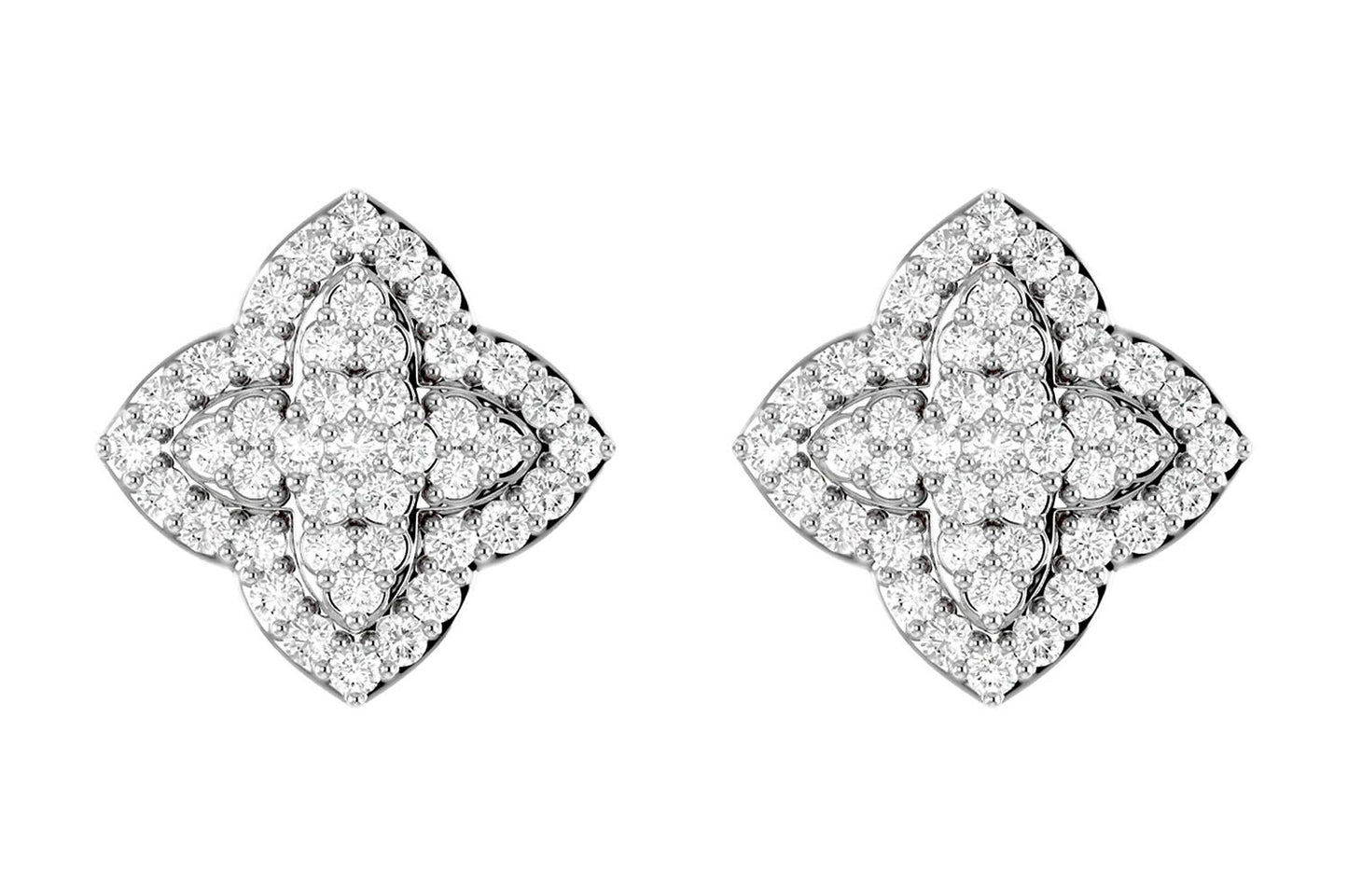 LAYERED 4 POINT STAR DIAMOND STUDS 14K SOLID GOLD 0.45CTW