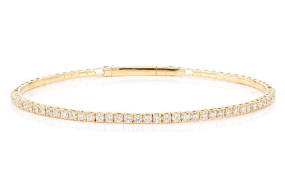 2PT PRONG SET DIAMOND  FLEX BANGLE TENNIS BRACELET 1.00CTW 14K SOLID GOLD