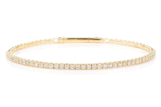 BRĂȚARĂ TENIS FLEXIBILĂ CU 2 PIELE, SET DIAMANTE, 1.00CT, AUR MASIV DE 14K