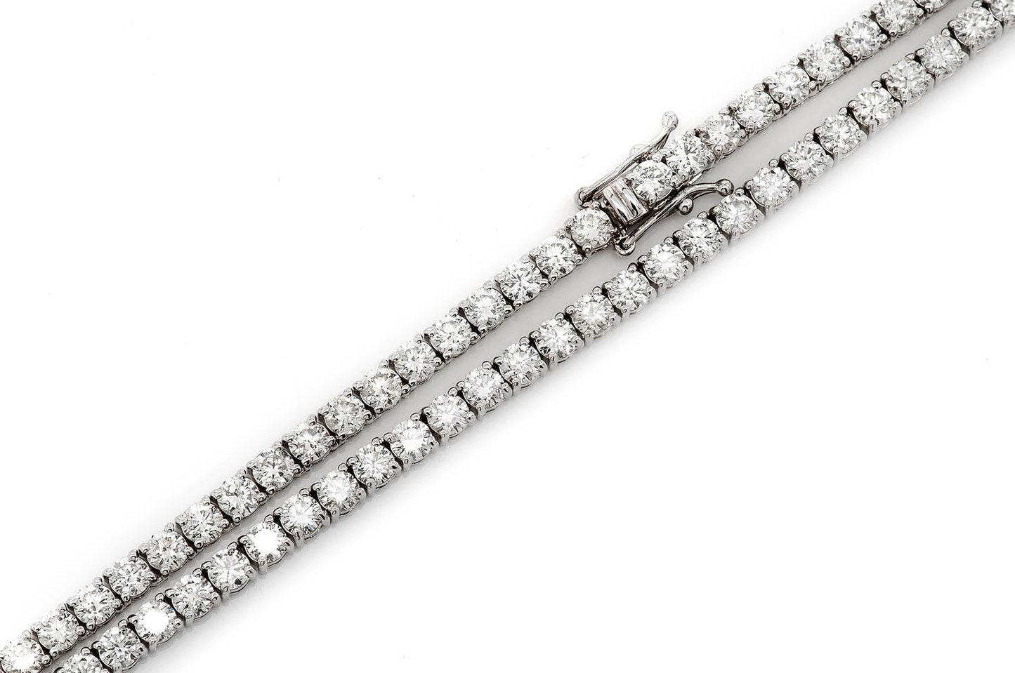 12PT PRONG SET DIAMOND TENNIS NECKLACE 14K SOLID GOLD 20.00CTW