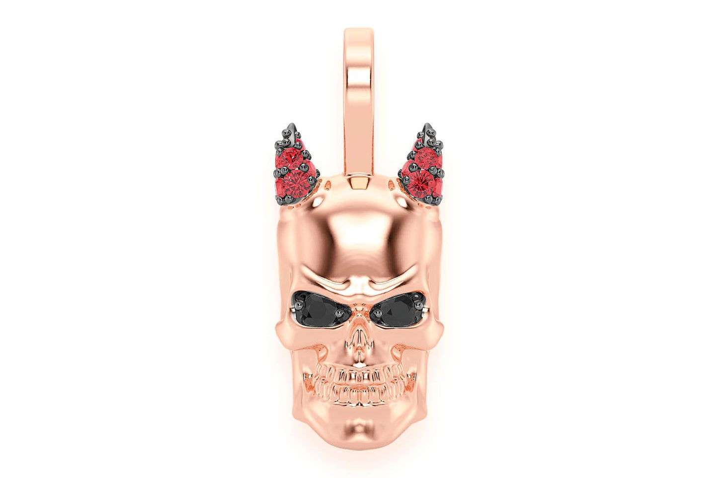 HORNED SKULL DIAMOND PENDANT 14K SOLID GOLD 0.15CTW