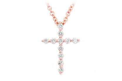 CROSS DIAMOND PENDANT NECKLACE ATTACHED 14K SOLID GOLD .15CTW