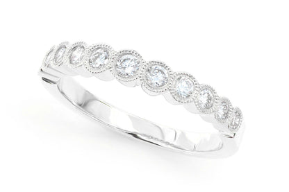 STACKABLE DIAMOND WEDDING BAND MILGRAIN BEZEL SET 14K SOLID GOLD 0.40CTW