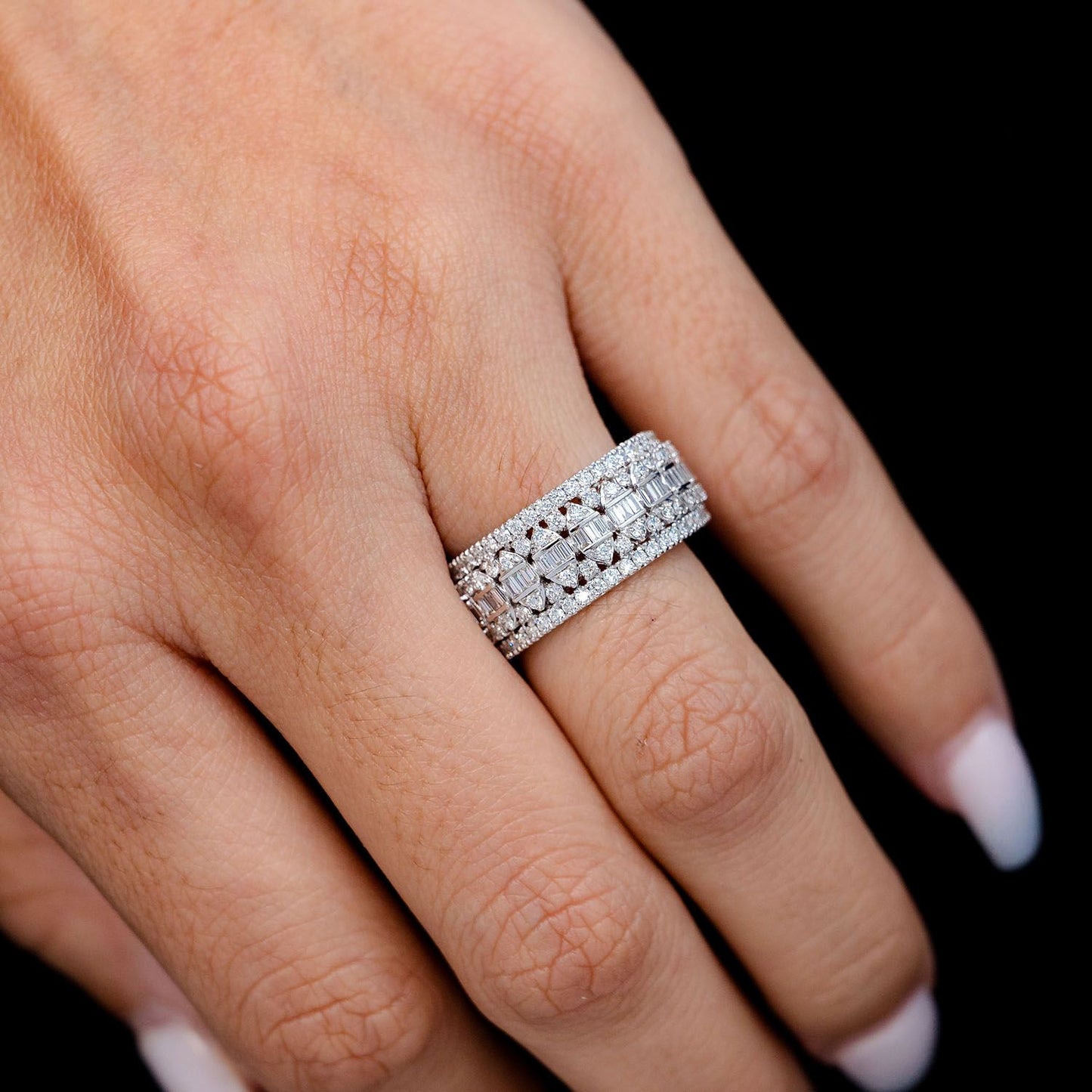 ANTIQUE INSPIRED BAGUETTE & ROUND DIAMOND MARQUISE CLUSTER RING 14K SOLID GOLD 1.00CTW