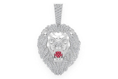 ROARING LION DIAMOND PENDANT 14K SOLID GOLD 3.20CTW