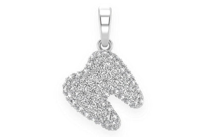 PANDANT DINTE CU DIAMANT ȘI DENTIST, AUR MASIV DE 14K, 0,50 CT