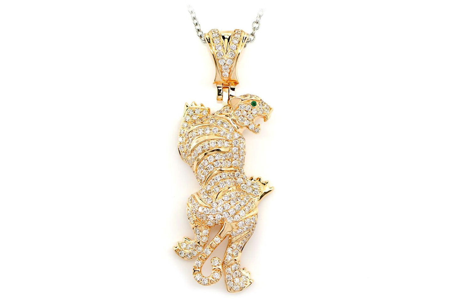 STRIPED TIGER DIAMOND PENDANT 14K SOLID GOLD 1.00CTW