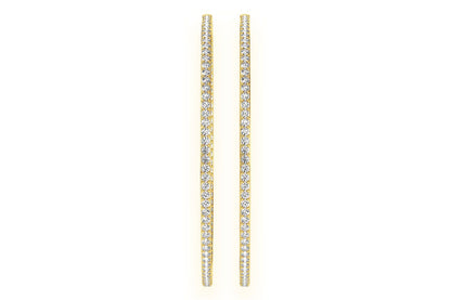 CERCEI MARI CU DIAMANTE, VERTICALE, AUR MASIV DE 14K, 5.00CT
