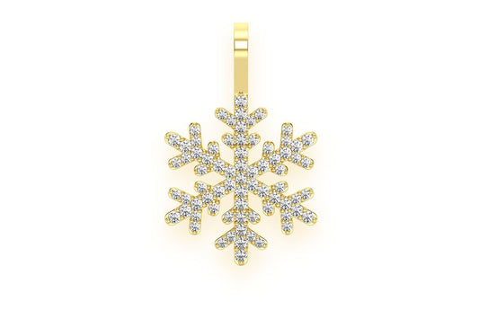 SNOWFLAKE DIAMOND PENDANT 14K SOLID GOLD 0.35CTW