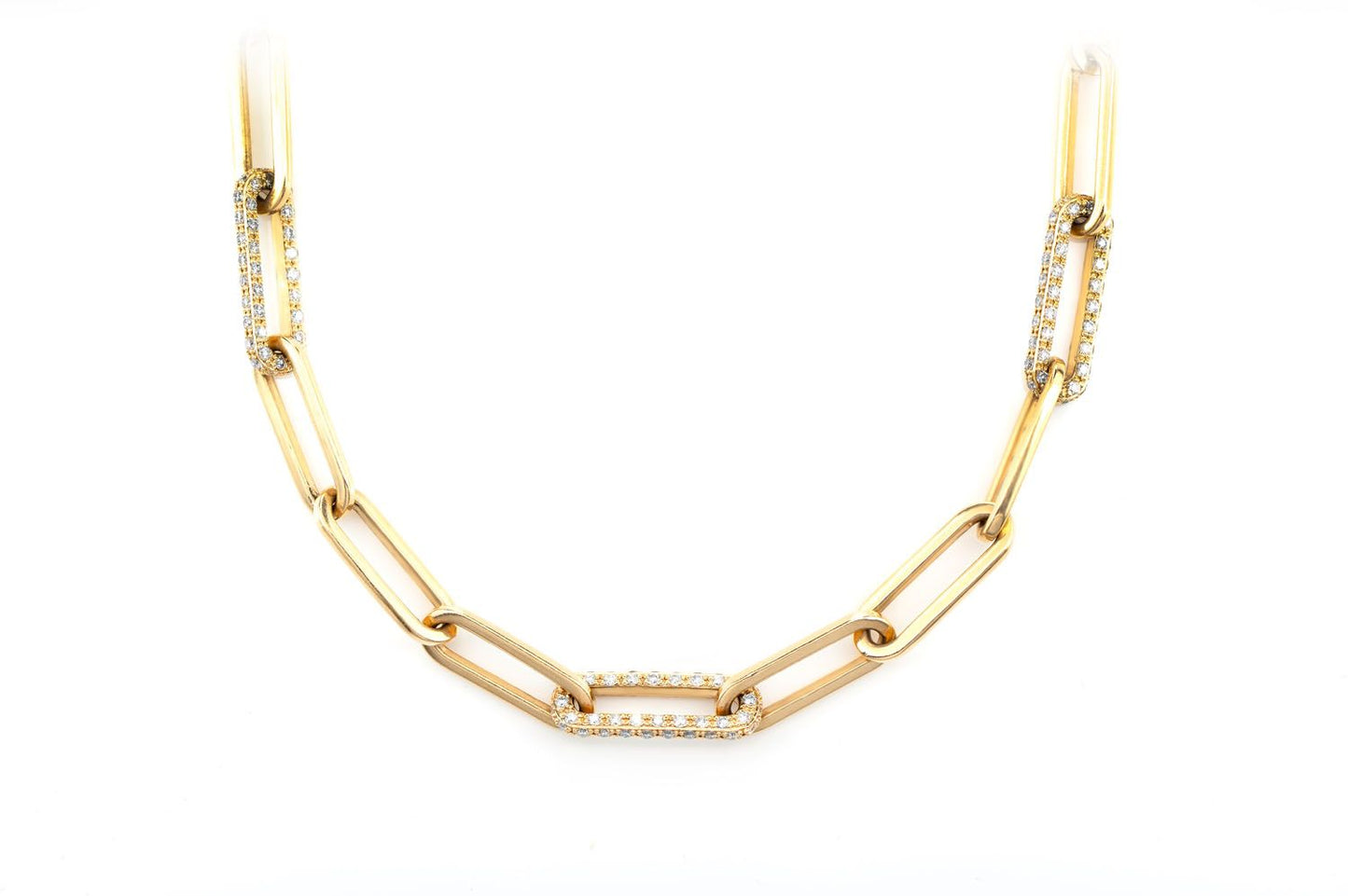 COLIER CU DIAMANTE ALTERNATIVE, LEGĂTURĂ ROLO, 44,5 cm, AUR MASIV DE 14K, 3,00 CT