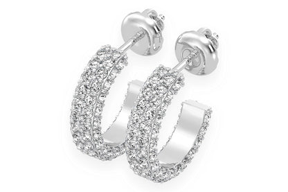 OPEN HOOP DIAMOND EARRINGS 14K SOLID GOLD 0.60CTW