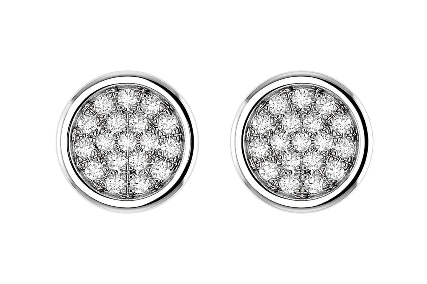 BEZEL SET DIAMOND CLUSTER STUD EARRINGS 14K SOLID GOLD 0.05CTW