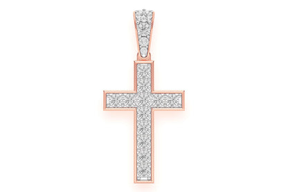 MIRACLE SET CROSS DIAMOND PENDANT 14K SOLID GOLD 0.25CTW