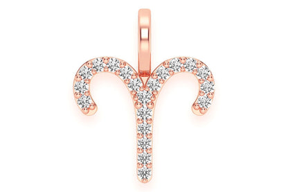 ARIES ZODIAC DIAMOND PENDANT 14K SOLID GOLD 0.10CTW