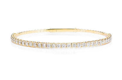 8PT PRONG SET FLEX DIAMOND TENNIS BANGLE BRACELET 14K SOLID GOLD 2.90CTW