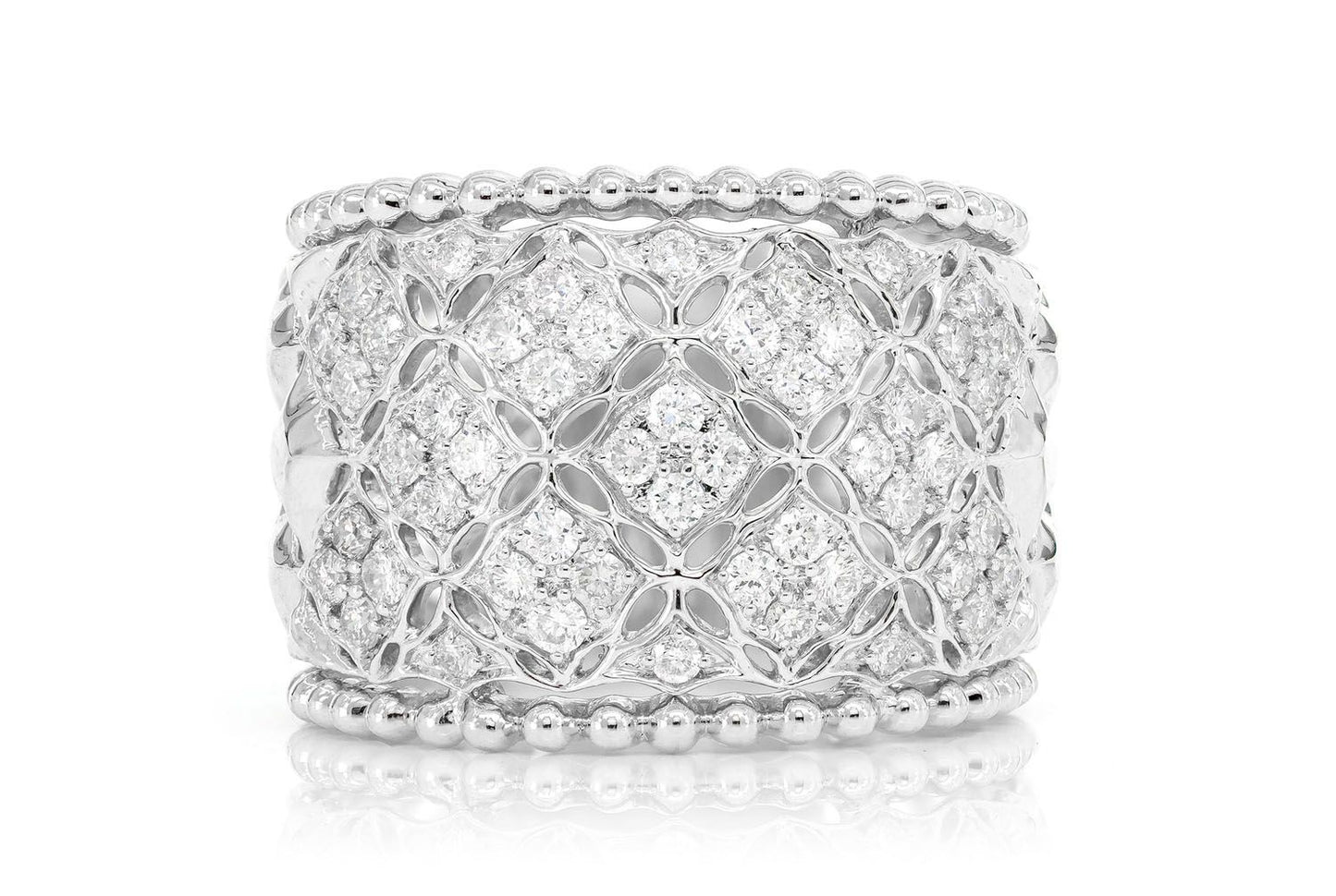 FLORAL WEAVED DIAMOND BAND 14K SOLID GOLD 0.70CTW
