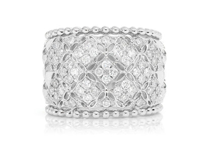 FLORAL WEAVED DIAMOND BAND 14K SOLID GOLD 0.70CTW