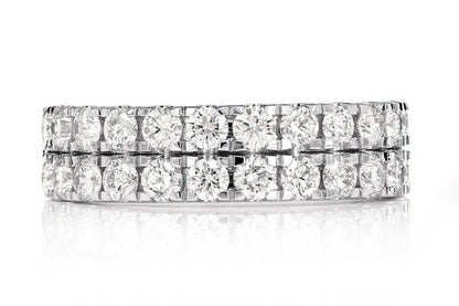 TWO ROW FRENCH SET DIAMOND BAND 14K SOLID GOLD 2.00CTW