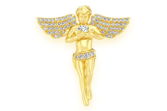 ANGEL DIAMOND PENDANT 14K SOLID GOLD 0.33CTW