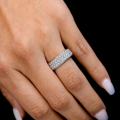 THREE ROW MIRACLE SET DIAMOND BAND RING 14K SOLID GOLD 0.30CTW
