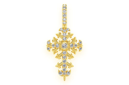 PANDANT CU CRUCE FILIGRANĂ ȘI DIAMANT, AUR MASIV DE 14K, 0.50CT