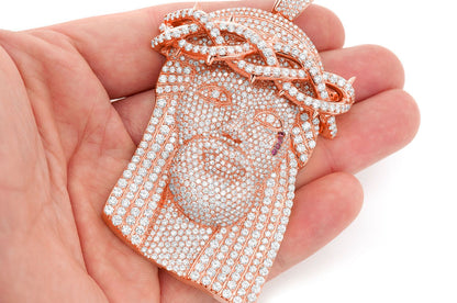 JESUS OF NAZARETH DIAMOND PENDANT 14K SOLID GOLD 22.25CTW