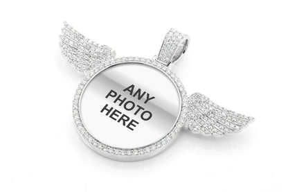 WINGED PICTURE DIAMOND PENDANT 14K SOLID GOLD 3.00CTW