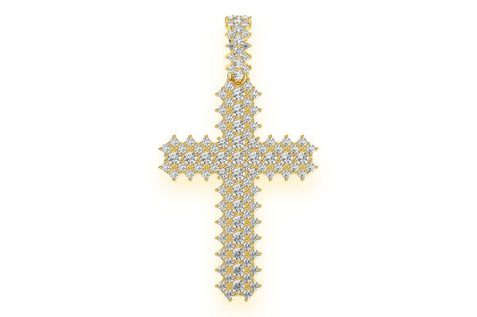 JAGGED CROSS DIAMOND PENDANT 14K SOLID GOLD 10.00CTW