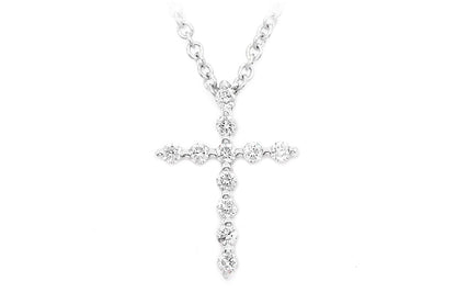 CROSS DIAMOND PENDANT NECKLACE ATTACHED 14K SOLID GOLD .15CTW