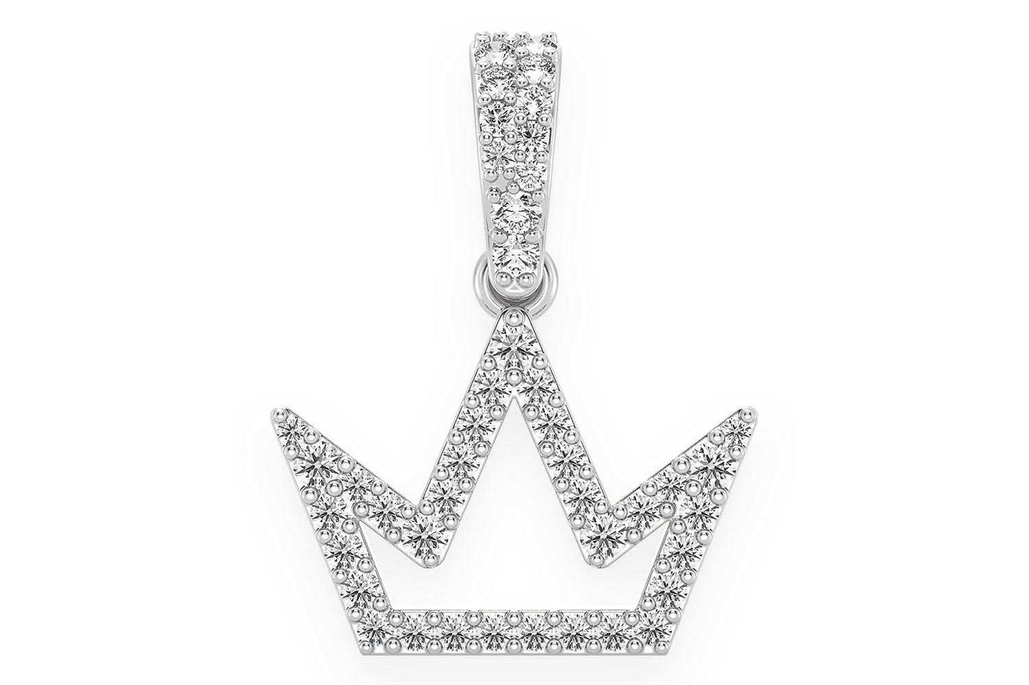 OPEN SILHOUETTE CROWN DIAMOND PENDANT 14K SOLID GOLD 0.25CTW