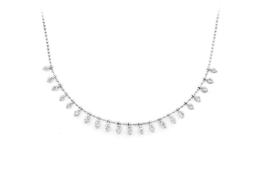 21 STONE DIAMOND NECKLACE 14K SOLID GOLD 0.75CTW